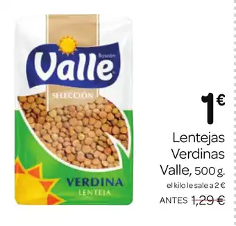 Supermercados El Jamón VALLE Lentejas Verdinas oferta