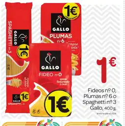 Supermercados El Jamón GALLO Fideos no 0, Plumas no 60 Spaghetti no 3 oferta