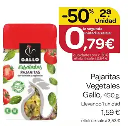 Supermercados El Jamón GALLO Pajaritas Vegetales oferta
