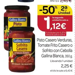 Supermercados El Jamón GALLINA BLANCA Pisto Casero Verduras, Tomate Frito Casero o Sofrito con Cebolla oferta