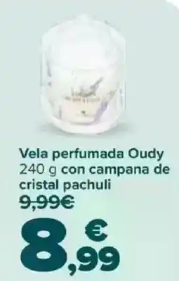 Carrefour Vela perfumada Oudy con campana de cristal pachuli oferta