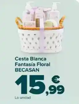 Carrefour BECASAN Cesta Blanca Fantasía Floral oferta
