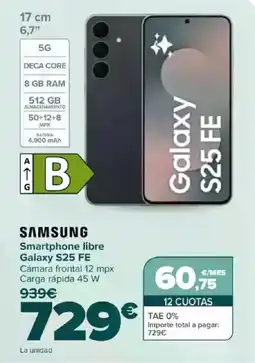 Carrefour SAMSUNG Smartphone libre Galaxy S25 FE oferta