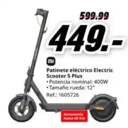 MediaMarkt Xiaomi - patinete eléctrico electric scooter 5 plus oferta