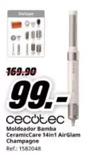 MediaMarkt Cecotec - moldeador bamba ceramicare 14in 1 airglam champagne oferta
