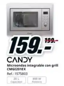 MediaMarkt Candy - microondas integrable con grill cmg1201ex oferta