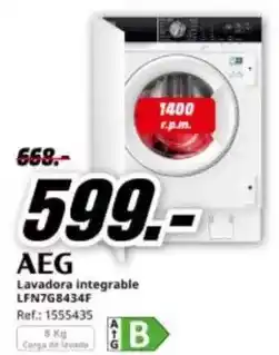 MediaMarkt Aeg - lavadora integrable lfn7g8434f oferta
