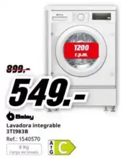 MediaMarkt Balay - lavadora integrable 3t1983b oferta