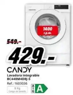 MediaMarkt Candy - lavadora integrable bc448m4dbj-s oferta