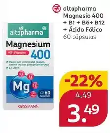 Rossmann Altapharma - magnesio 400 + b2+ b6+ b12 + acido fólico oferta