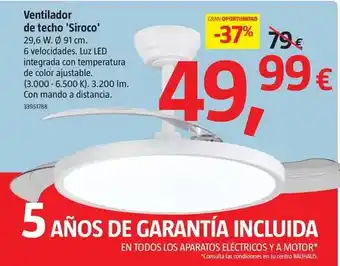 Ventilador de techo 'siroco'