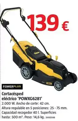 Bauhaus Power plus - cortacésped eléctrico powxg6281 oferta