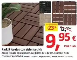 Bauhaus Pack 5 losetas con sistema click oferta