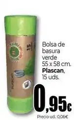 Unide Market Plascan - bolsa de basura verde 55 x 58 cm oferta