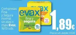 Unide Market Evax - compresas fina y segura normal sin alas o maxi oferta