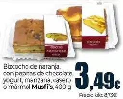 Unide Market Musfi's - bizcocho de naranja, con pepitas de chocolate, yogurt, manzana, casero o marmol oferta