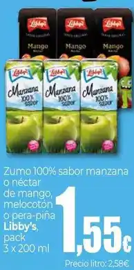 Unide Market Libby's - zumo 100% sabor manzana o nectar de mango, melocoton o pera-pina oferta
