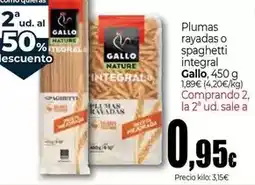 Unide Market Gallo - plumas rayadas o spaghetti integral oferta