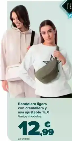 Carrefour TEX Bandolera ligera con cremallera y asa ajustable oferta