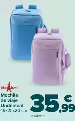 Carrefour JOHN TRAVEL Mochila de viaje Underseat oferta