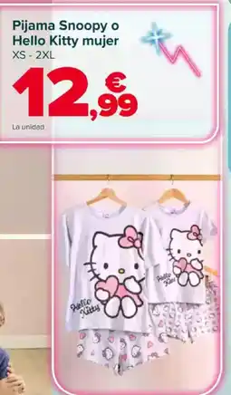 Carrefour Pijama Snoopy o Hello Kitty mujer oferta