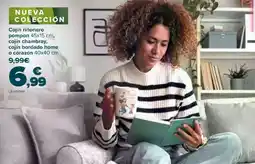 Carrefour Cojín riñonero pompon cojín chambray, cojín bordado home o corazón oferta