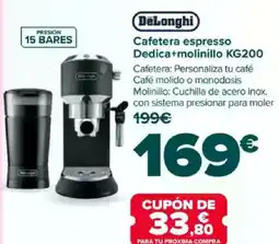 Carrefour DELONGHI Cafetera espresso Dedica+molinillo KG200 oferta