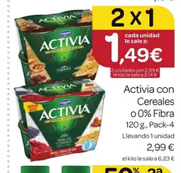 Supermercados El Jamón ACTIVIA con Cereales o 0% Fibra oferta