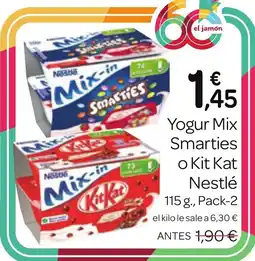 Supermercados El Jamón Yogur Mix Smarties o Kit Kat Nestlé oferta