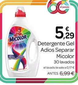 Supermercados El Jamón MICOLOR Detergente Gel Adios Separar oferta