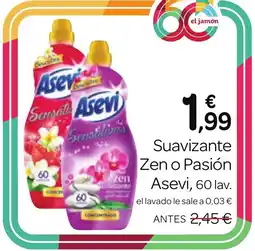 Supermercados El Jamón ASEVI Suavizante Zen o Pasión oferta
