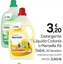 Supermercados El Jamón IFA SABE Detergente Líquido Colonia o Marsella oferta