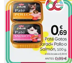Supermercados El Jamón Paté Gatos Jarad+ Pollo o Salmón oferta