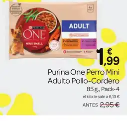 Supermercados El Jamón PURINA ONE Perro Mini Adulto Pollo-Cordero oferta