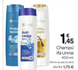 Supermercados El Jamón IFA UNNIA Champú oferta