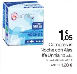 Supermercados El Jamón IFA UNNIA Compresas Noche con Alas oferta