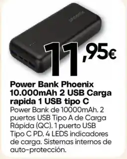 Hiper FROIZ Power Bank Phoenix 10.000mAh 2 USB Carga rapida 1 USB tipo C oferta
