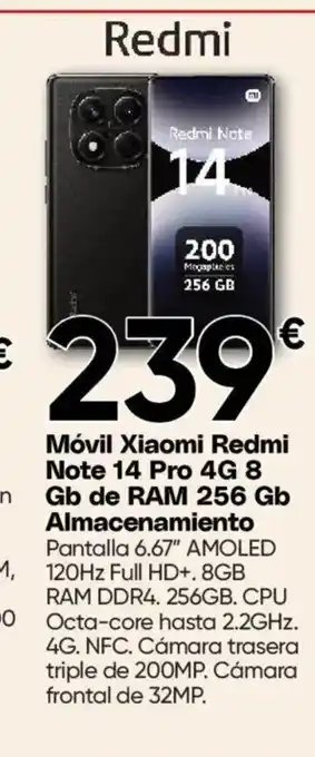 REDMI Móvil Xiaomi Note 14 Pro 4G 8 Gb de RAM 256 Gb Almacenamiento