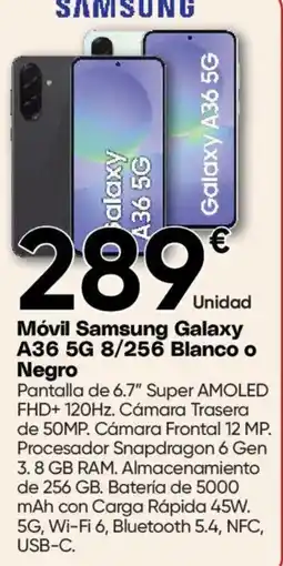 Hiper FROIZ SAMSUNG Móvil Galaxy A36 5G 8/256 Blanco o Negro oferta