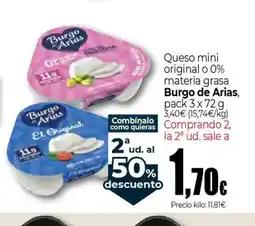 Unide Supermercados BURGO DE ARIAS Queso mini original o 0% materia grasa oferta