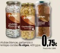 Unide Supermercados IFA ELIGES Alubias blancas, garbanzos o lentejas cocidas oferta