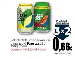 Unide Supermercados FUZE TEA Bebida de té limón sin azúcar o maracuyá oferta