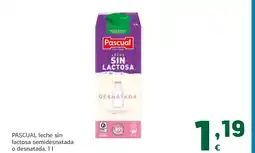 HiperDino PASCUAL leche sin lactosa semidesnatada o desnatada oferta
