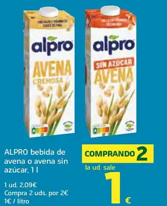 ALPRO bebida de avena o avena sin azúcar