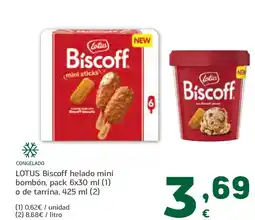 HiperDino LOTUS Biscoff helado mini bombón, pack o de tarrina oferta