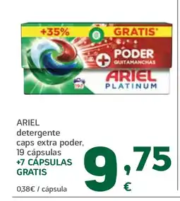 HiperDino ARIEL detergente caps extra poder, 19 cápsulas oferta