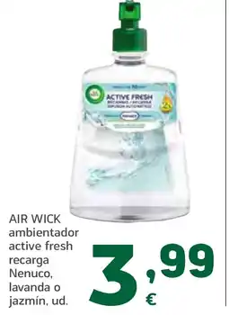 HiperDino AIR WICK ambientador active fresh recarga Nenuco, lavanda o jazmín, ud. oferta