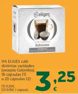 HiperDino IFA ELIGES café distintas varidades (excepto Colombia), 16 cápsulas o 20 cápsulas oferta