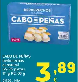 HiperDino CABO DE PEÑAS berberechos al natural 65/75 piezas oferta