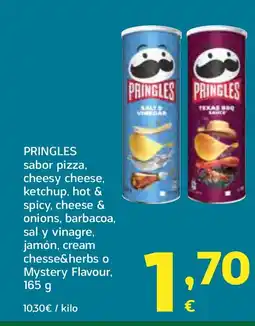 HiperDino PRINGLES sabor pizza, cheesy cheese, ketchup, hot & spicy, cheese & onions, barbacoa, sal y vinagre oferta